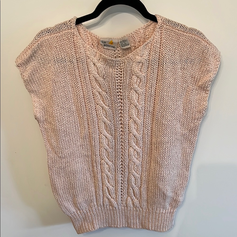 Liz Claiborne Pink Crew Neck Cable Knit Sweater